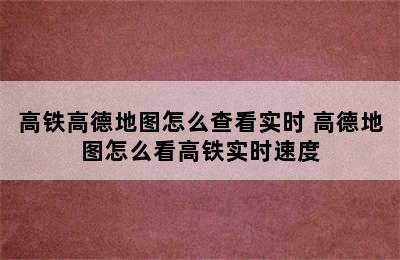 高铁高德地图怎么查看实时 高德地图怎么看高铁实时速度